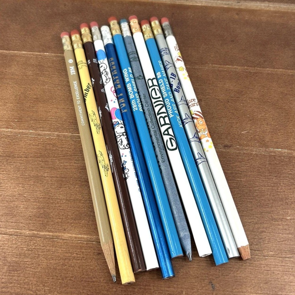 Set of 11, Vintage Collectible Pencils Lot, Snoopy Car Bears‎ IBM Garnier Pony+